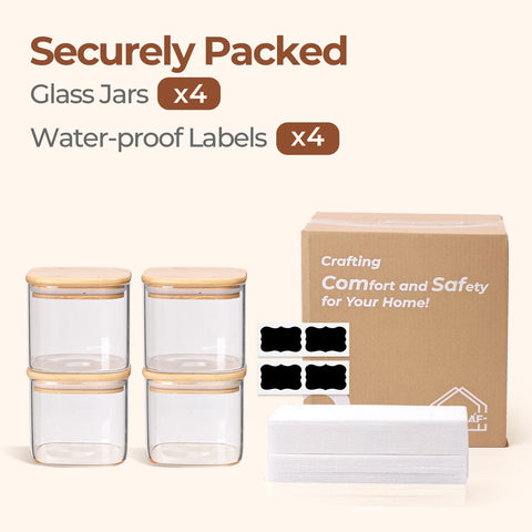 ComSaf dishwasher-safe glass body pairs with durable wood lids for cleaning