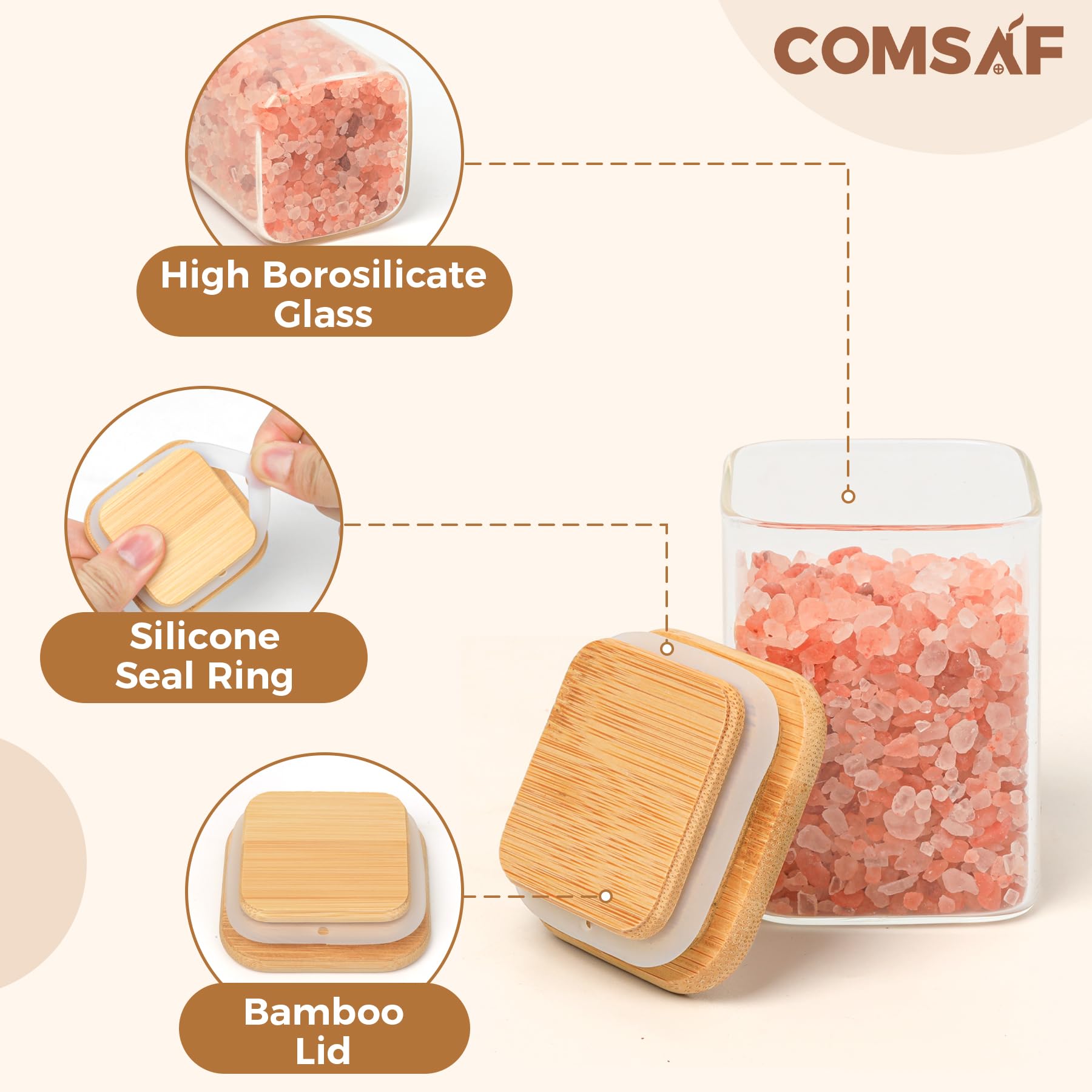 ComSaf empty seasoning jars suitable for salt sugar and pantry staples