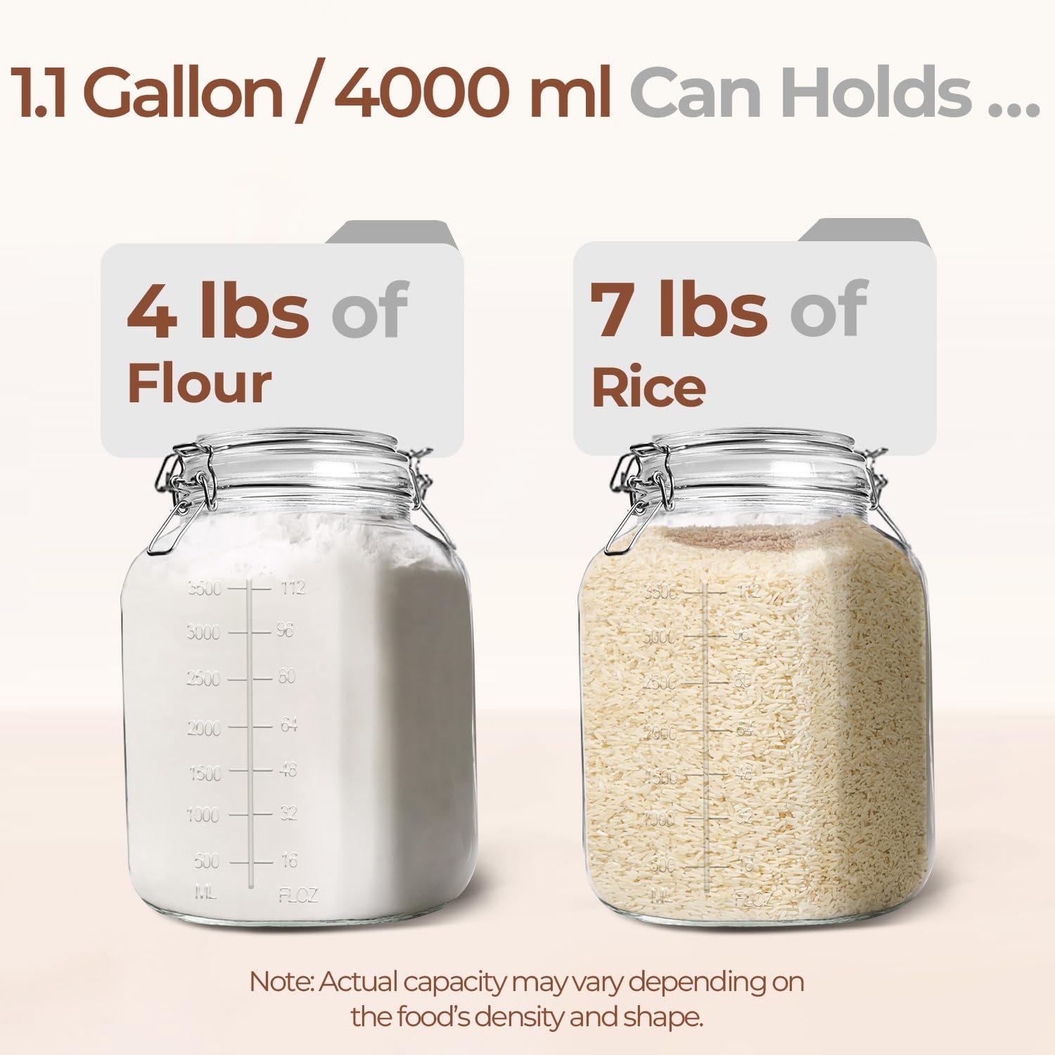 ComSaf flour sugar storage 135oz provides clear contents and easy handling.