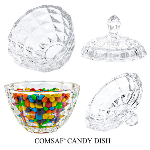 ComSaf decorative glass candy dish on a dessert table creates interest