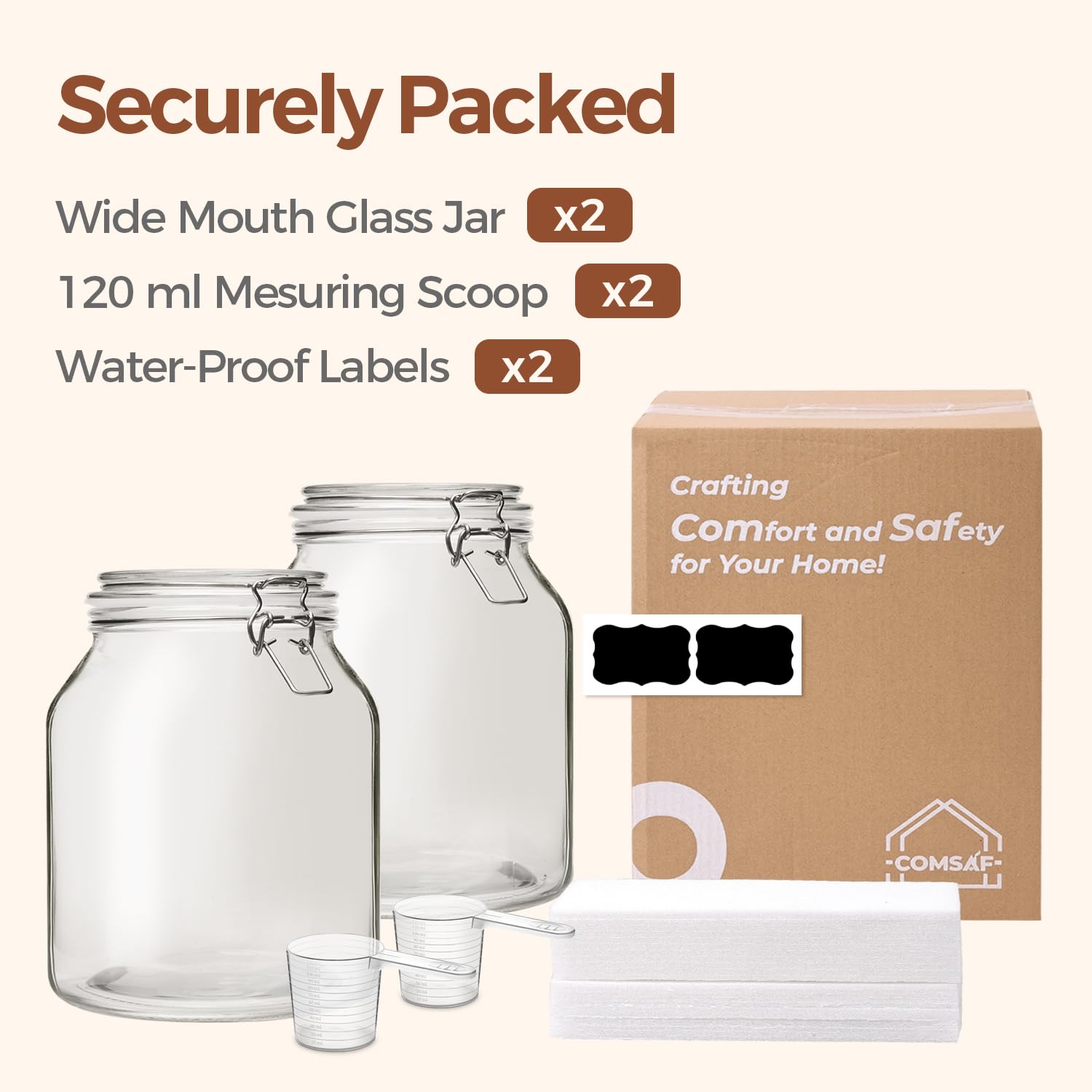 ComSaf versatile glass jar for dry goods pickles and liquids