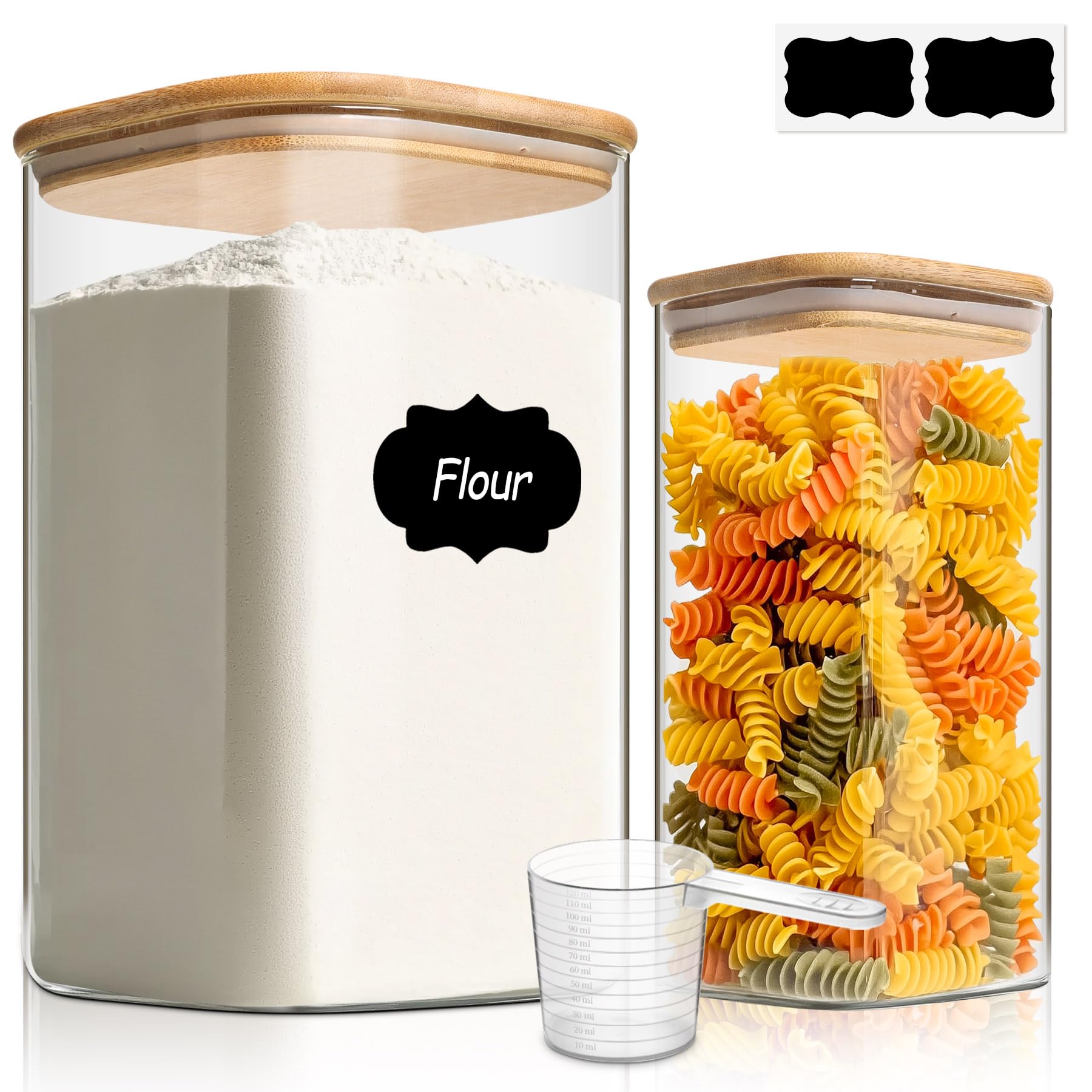 ComSaf glass pantry large square 4.6 qt jar shows contents clearly for quick planning.