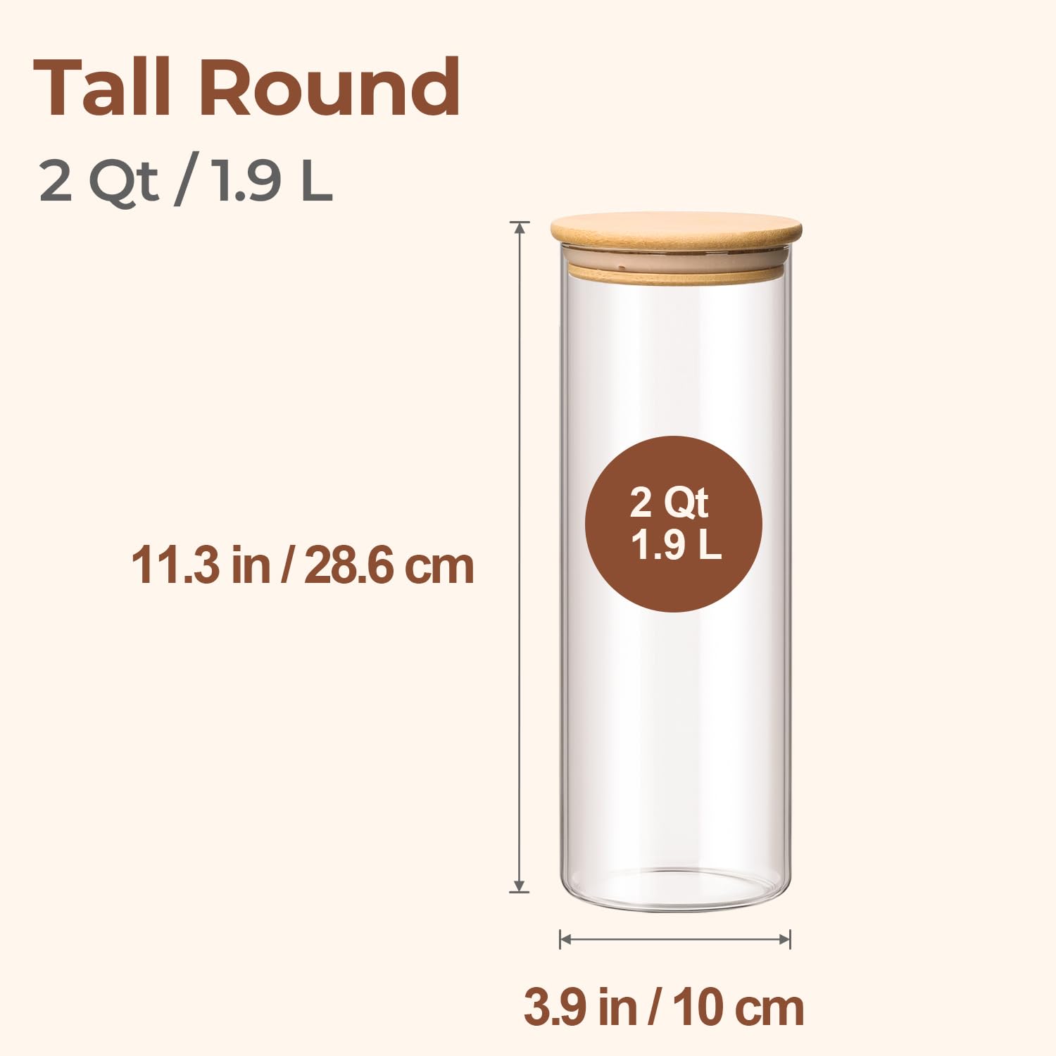 ComSaf glass pasta container with lid provides clear visibility for inventory.