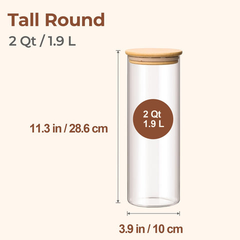 ComSaf glass pasta container with lid provides clear visibility for inventory.