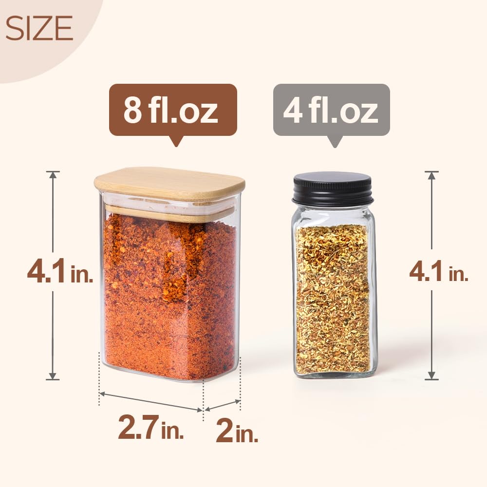 ComSaf glass spice jars with bamboo lids for durable, fresh pantry storage.