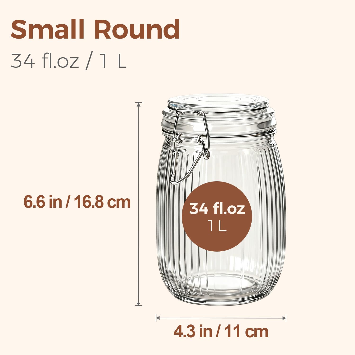 ComSaf glass storage canister clear helps monitor contents at a glance.