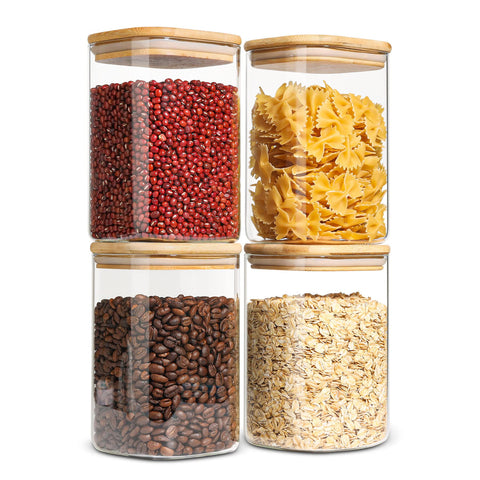 ComSaf glass storage jar with square lid for organized pantry storage.