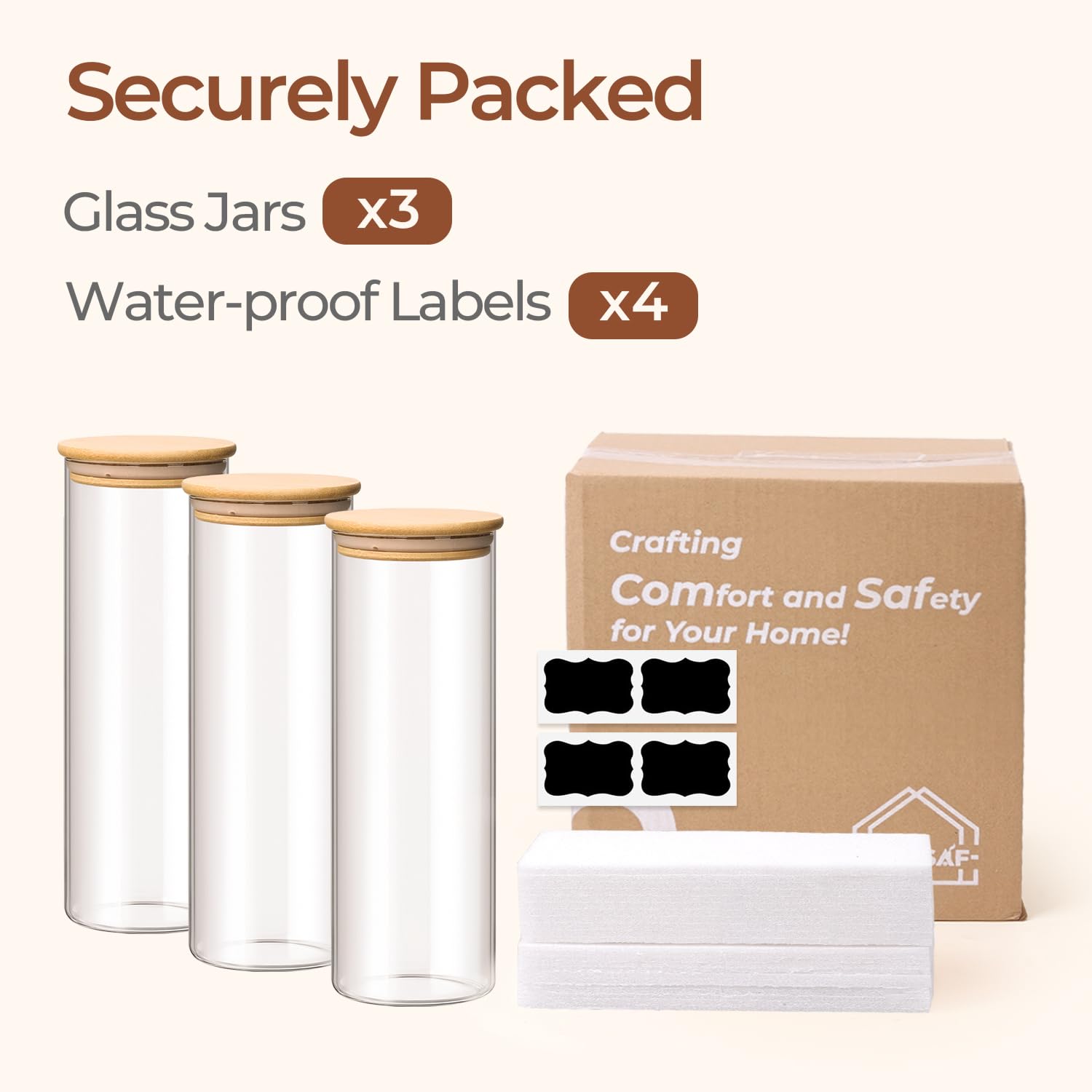 ComSaf kitchen organization jar set enhances pantry organization and hygiene.