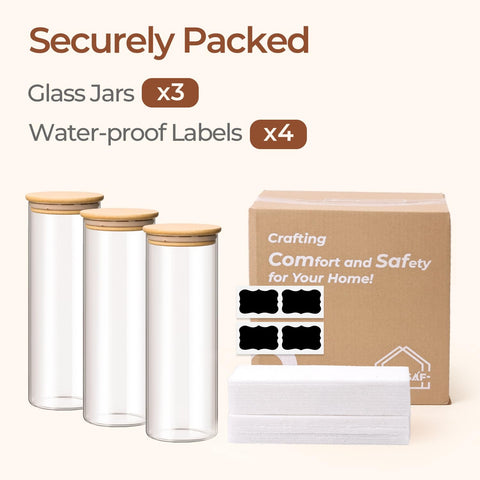 ComSaf kitchen organization jar set enhances pantry organization and hygiene.