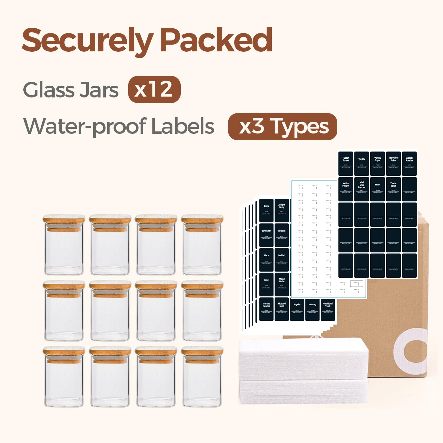 Bright spices visible through clear glass inspire culinary creativity.