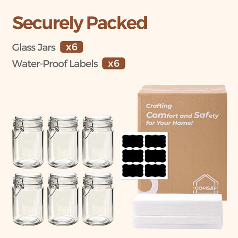 ComSaf glass jar set aiding kitchen organization and storage