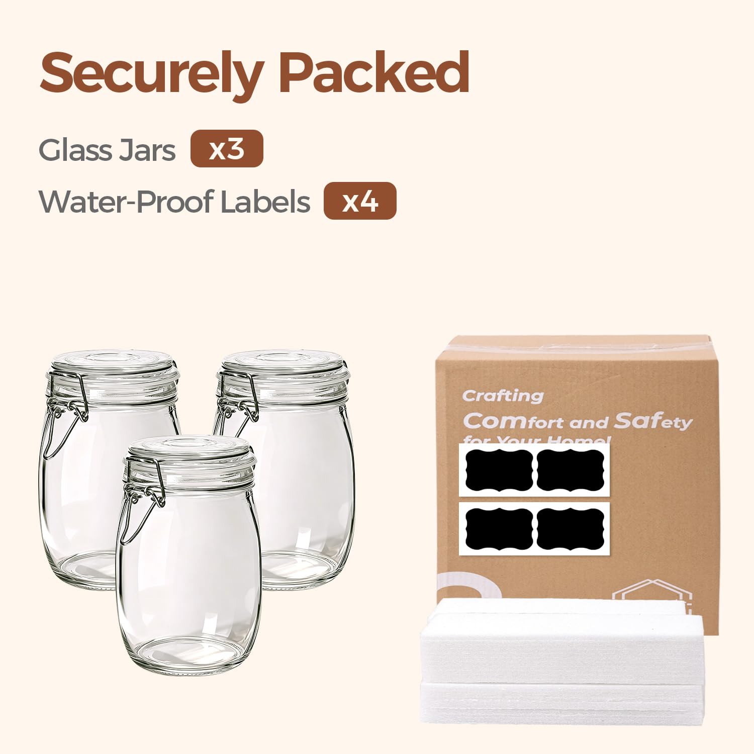 ComSaf kitchen storage organization jar ready for easy access and labeling.