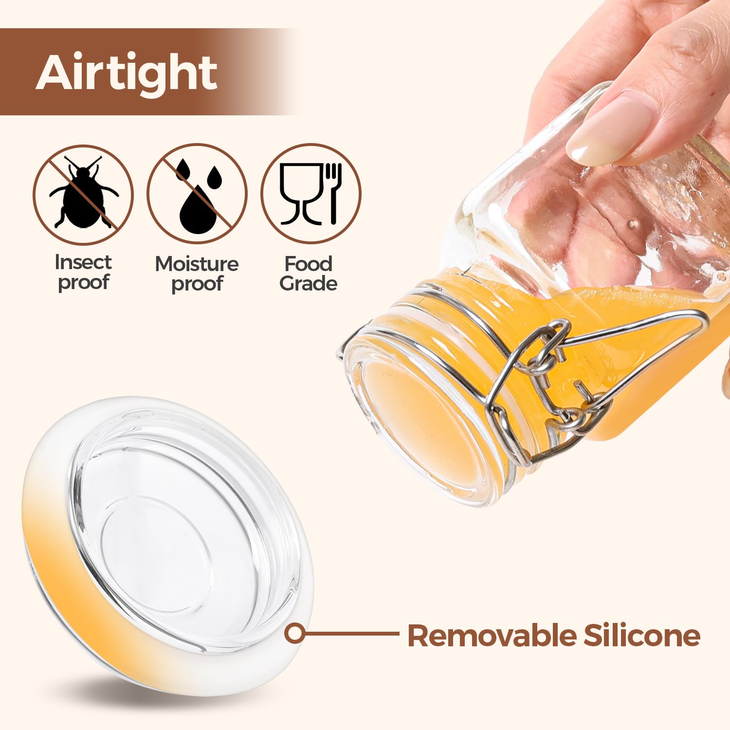 ComSaf six jars with labels and funnel for easy filling