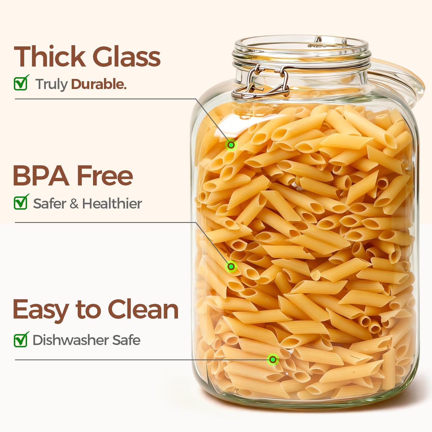 ComSaf large gallon jar with wide mouth eases filling and cleaning.