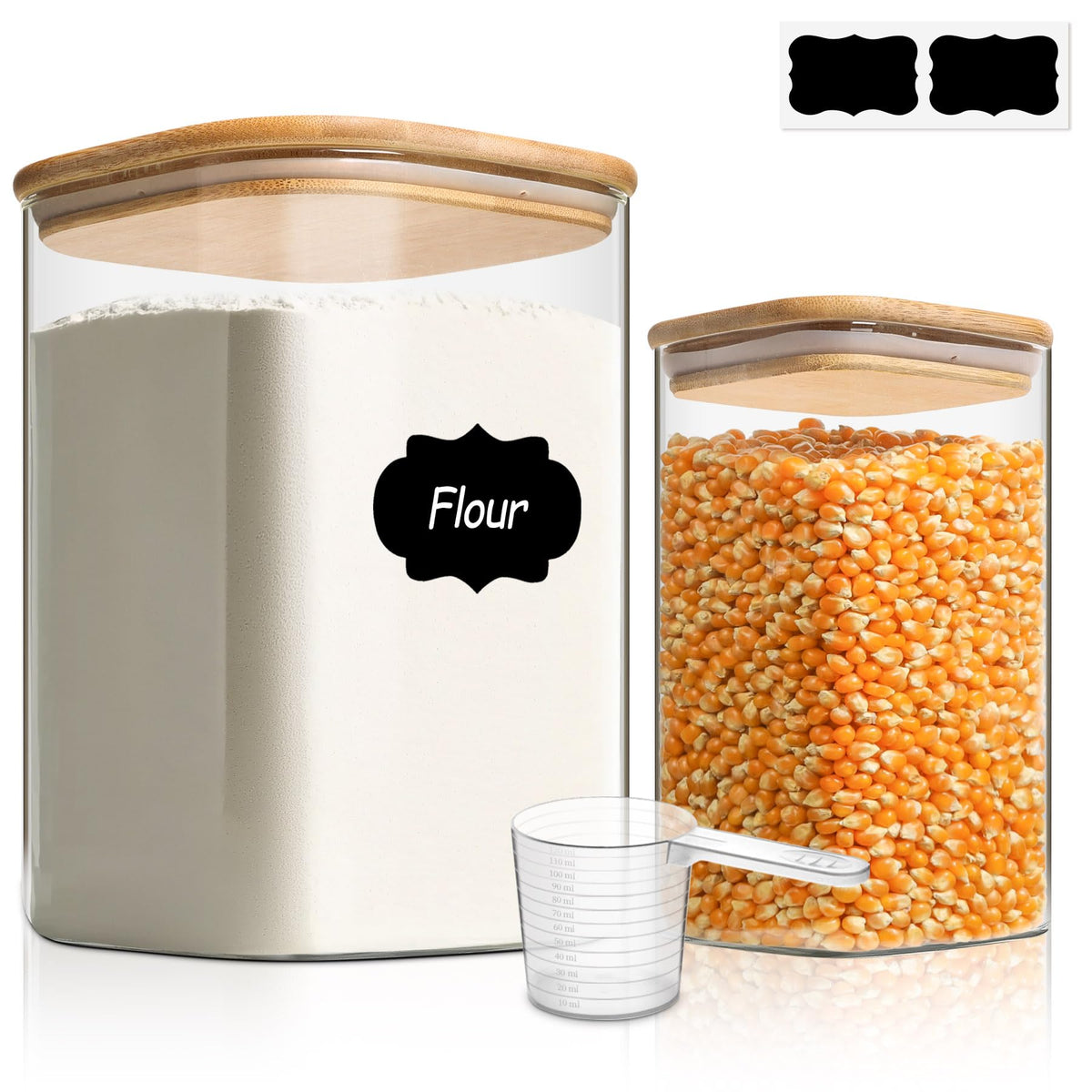 ComSaf large square jar keeps pantry staples organized.
