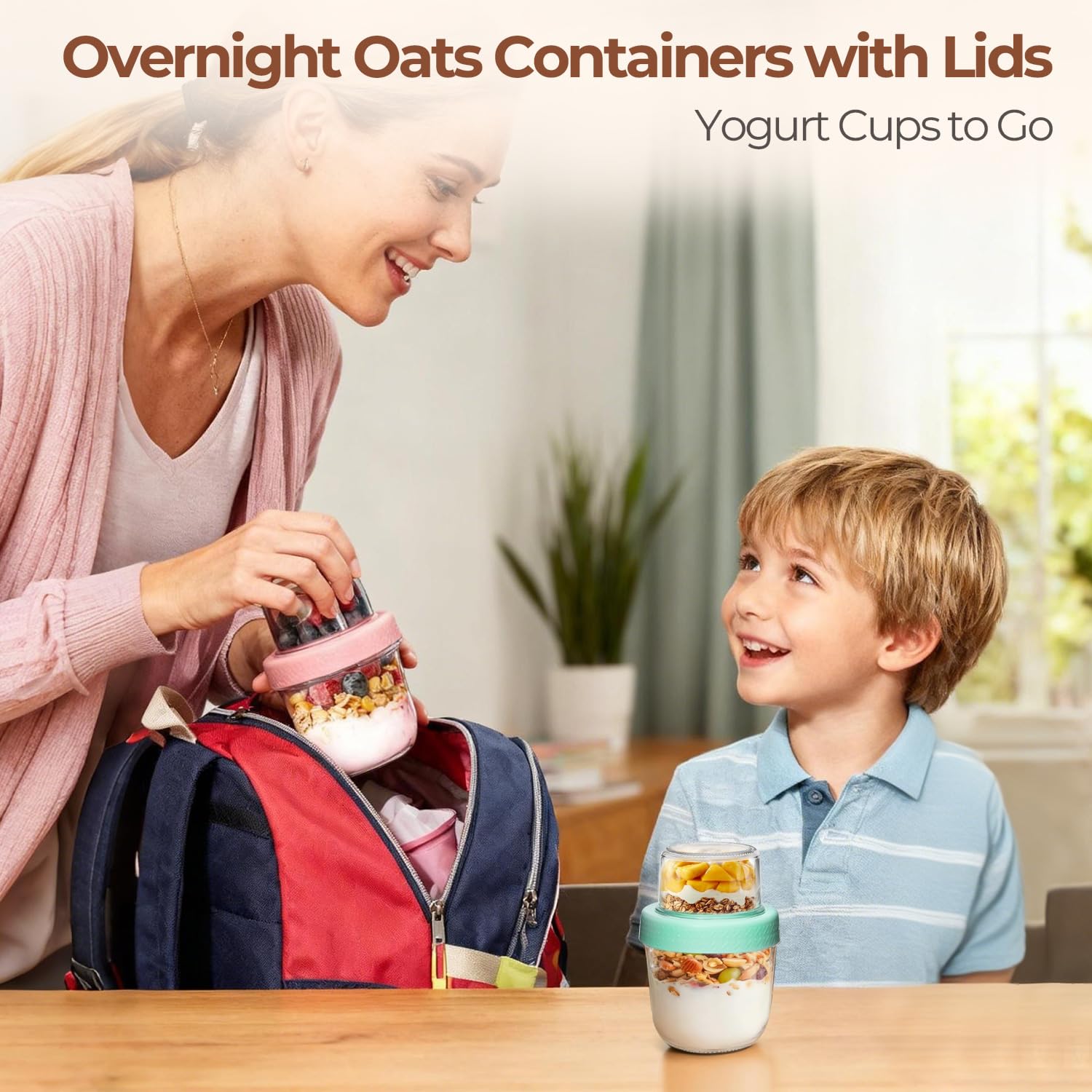 8oz and 4oz jars in ComSaf set ideal for yogurt and fruit parfaits.