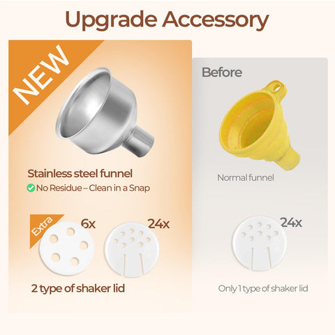 ComSaf stainless steel funnel for mess-free transfers.