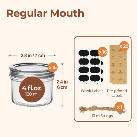 ComSaf regular-mouth jar with lids and bands seals air-tight freshness.