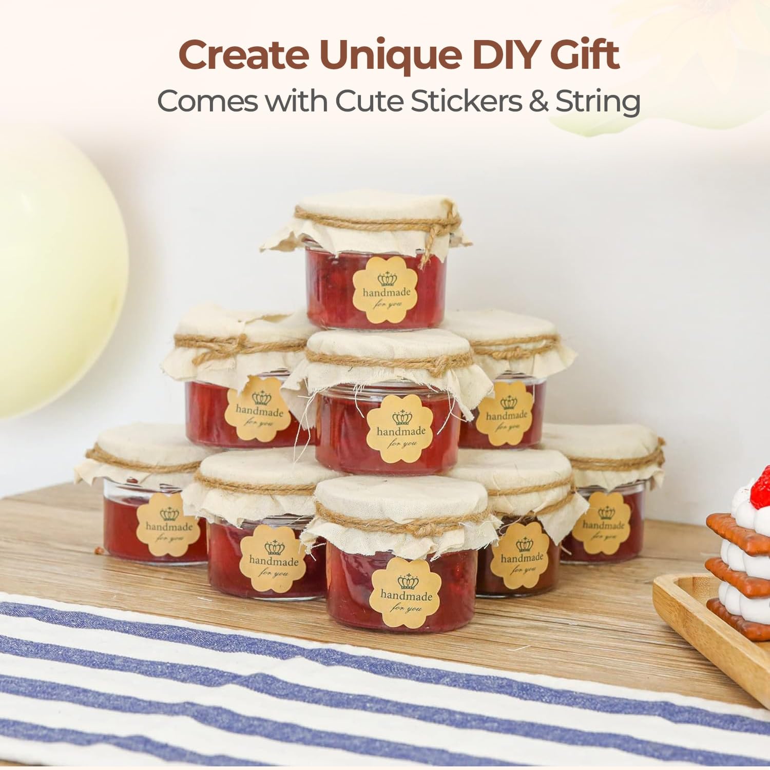 ComSaf 4oz jar used as elegant wedding favors with clear visibility.