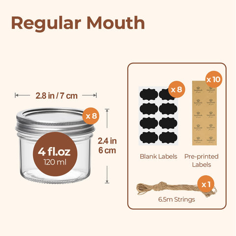 ComSaf wide mouth 4oz jar opened to show easy filling for jams and desserts.