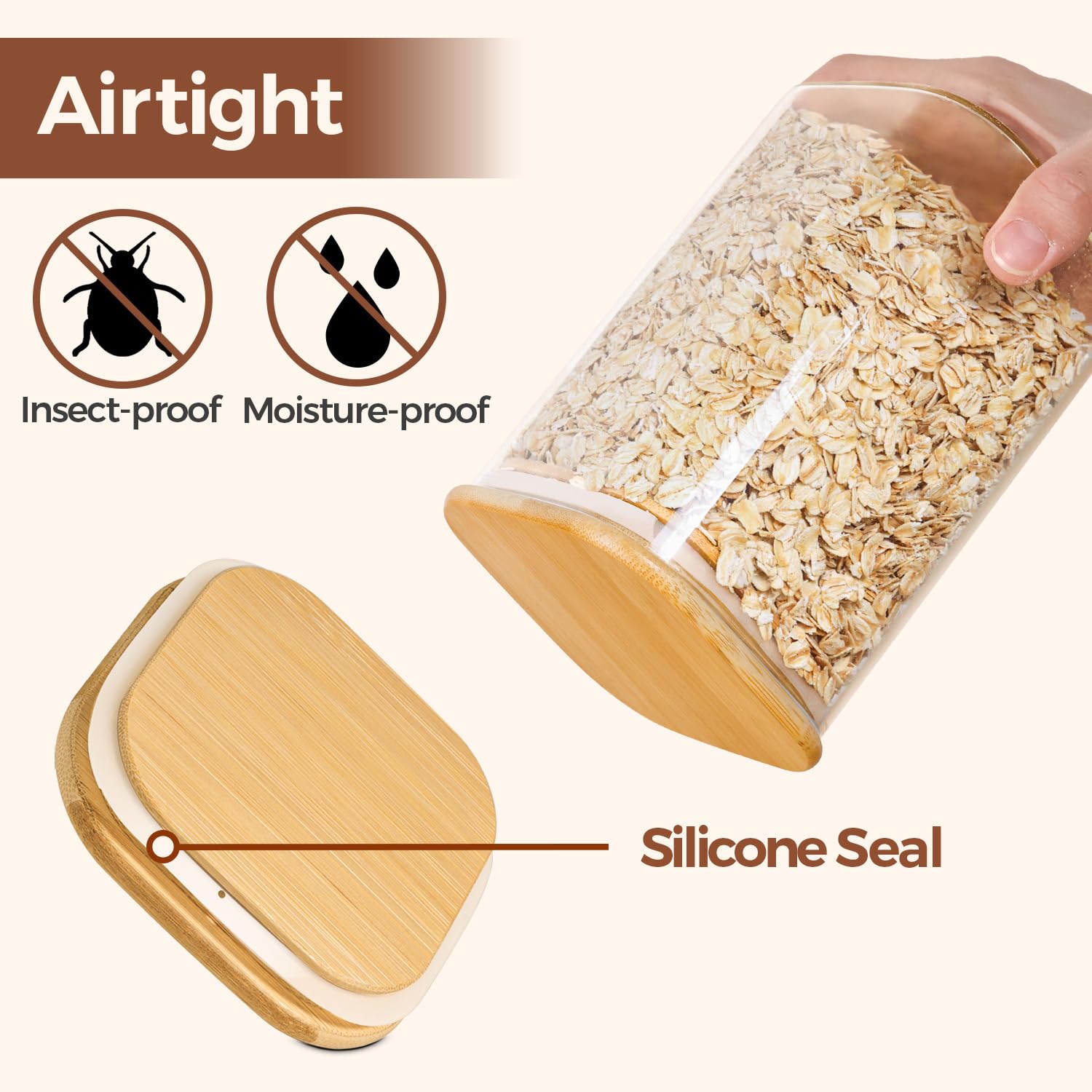 ComSaf bathroom or vanity glass jars for cotton balls and accessories tidy.