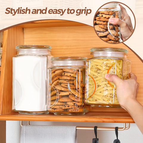 ComSaf pantry-organization jar helps tidy shelves and reduce clutter.