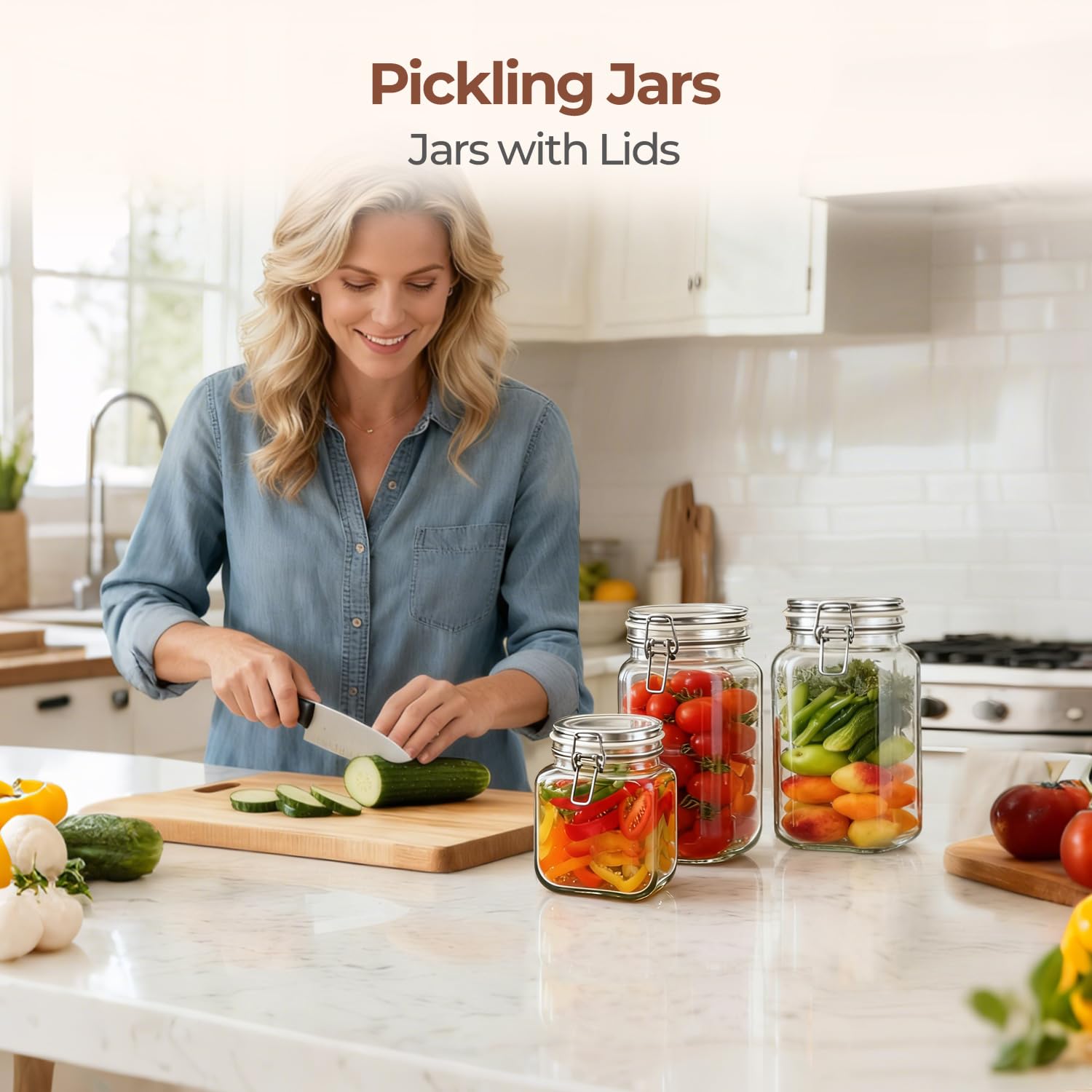 ComSaf pantry storage jars improve countertop organization and reduce clutter.