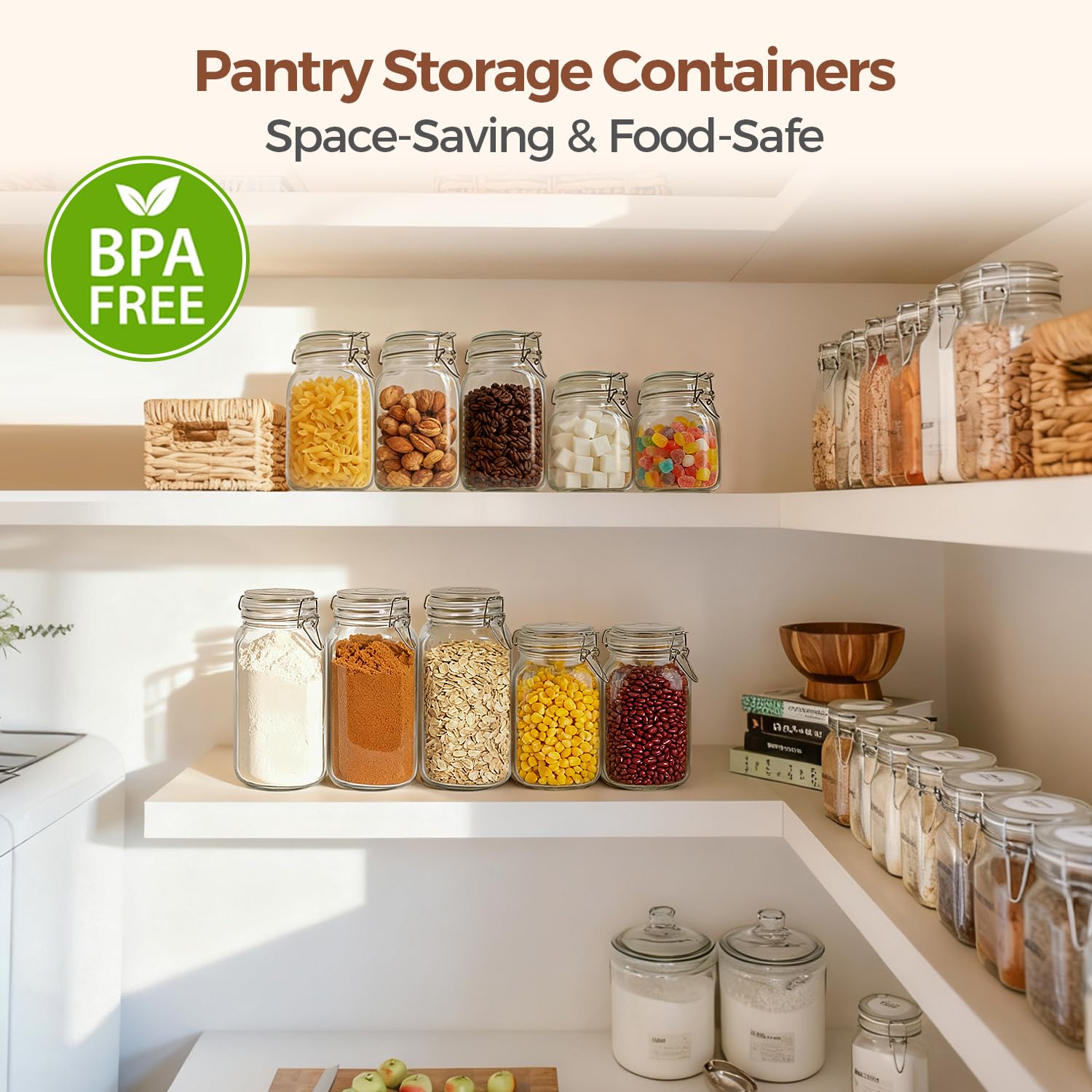 ComSaf pantry shelf stacked neatly for efficient storage