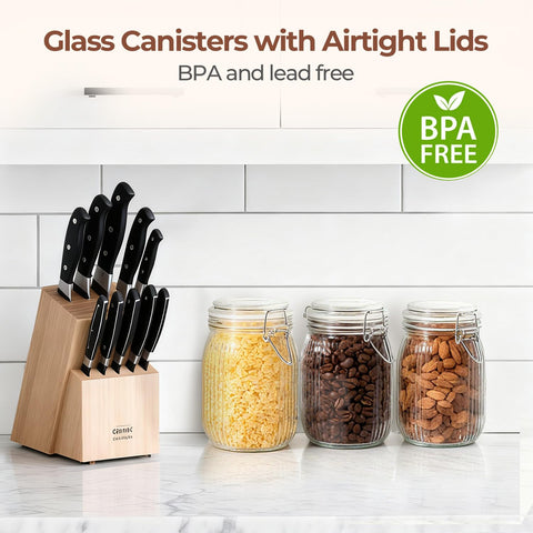 ComSaf pantry storage jar collection organizes tea and spices.