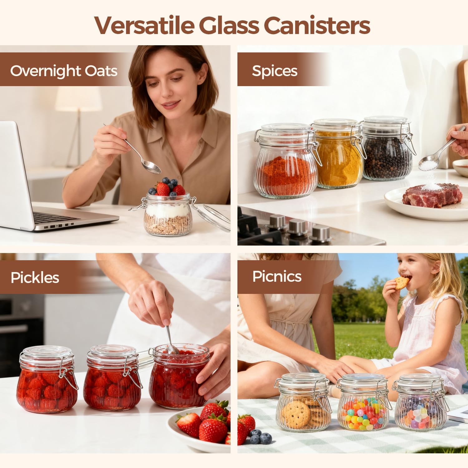 ComSaf jar suitable for pickles and jams, preserving flavors while staying stackable.