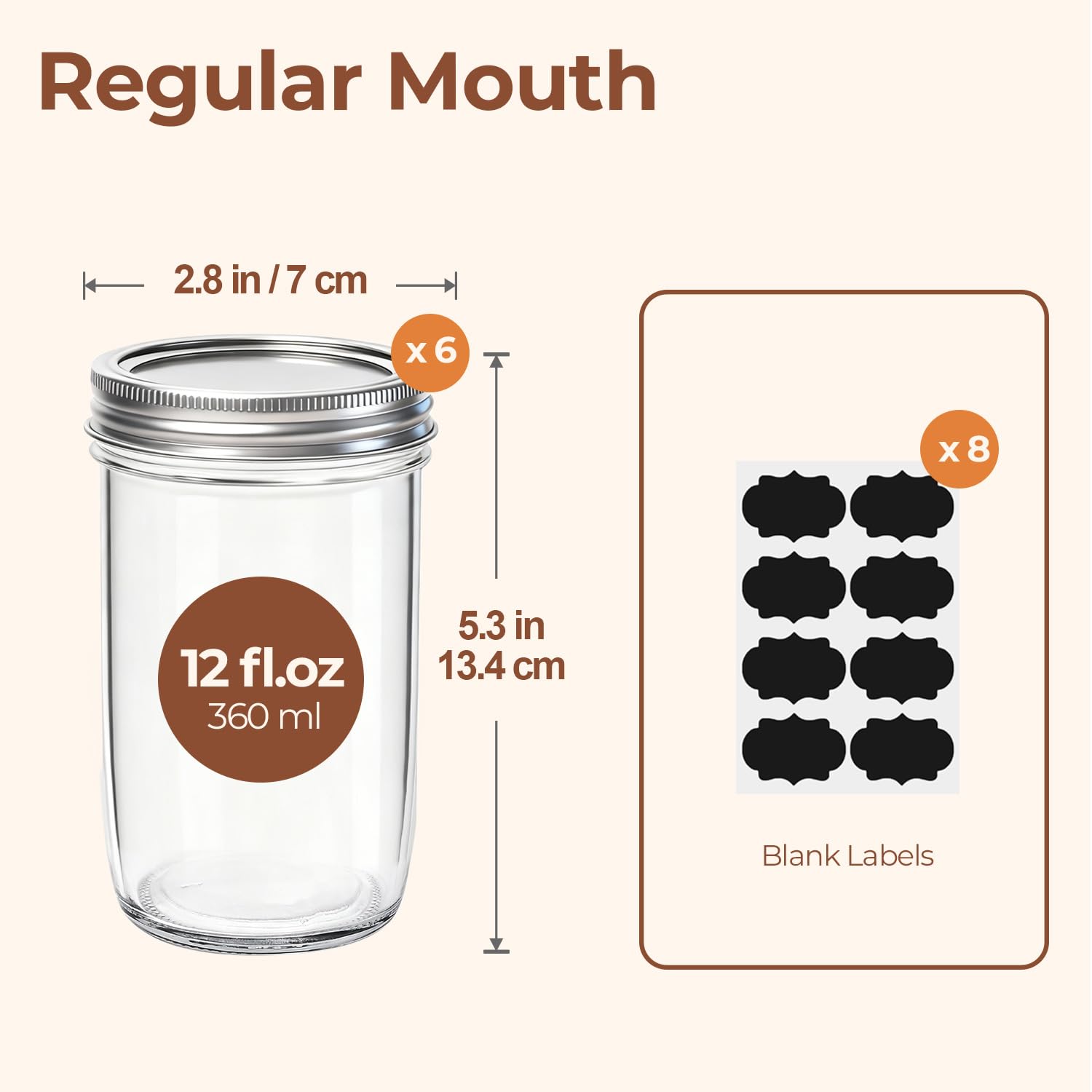ComSaf regular-mouth canning jar 6-pack ideal for beginners to try glass storage.