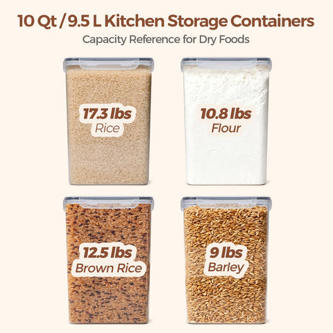ComSaf rice container set's clear body enables quick content checks.