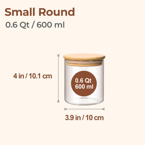 ComSaf round glass canister with wide mouth for easy scooping