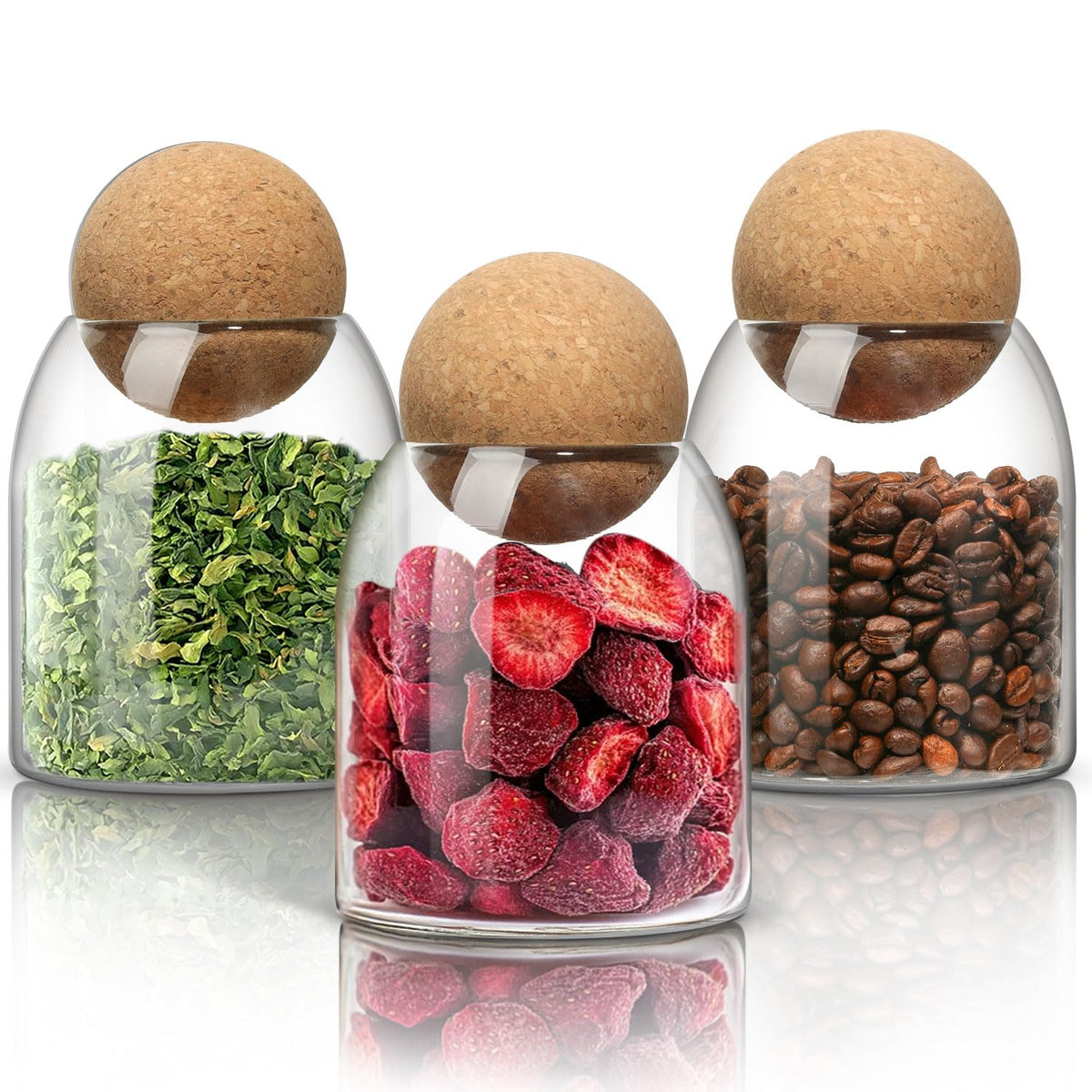 ComSaf 16oz glass jar with ball cork lid for pantry organization