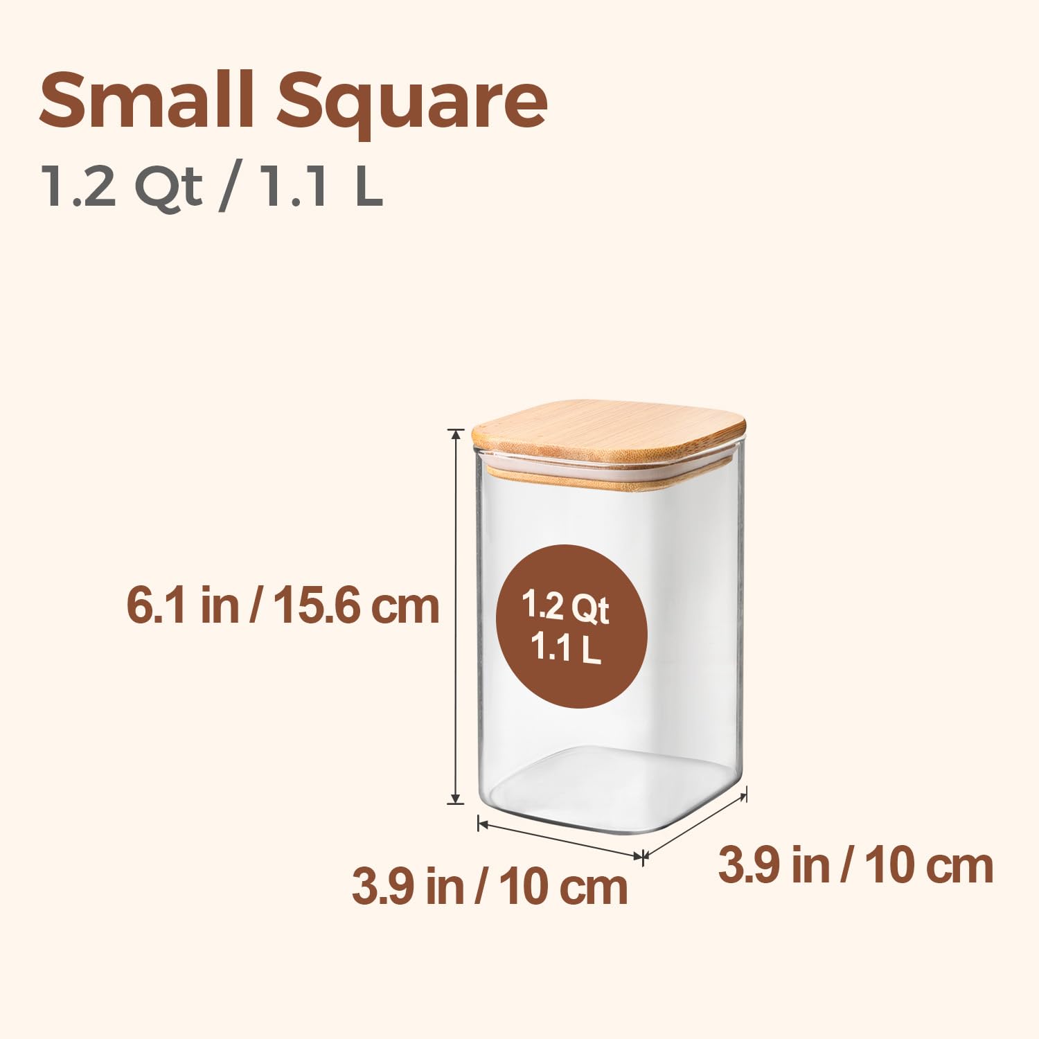 ComSaf square glass canisters with wood lids boost pantry organization and freshness.