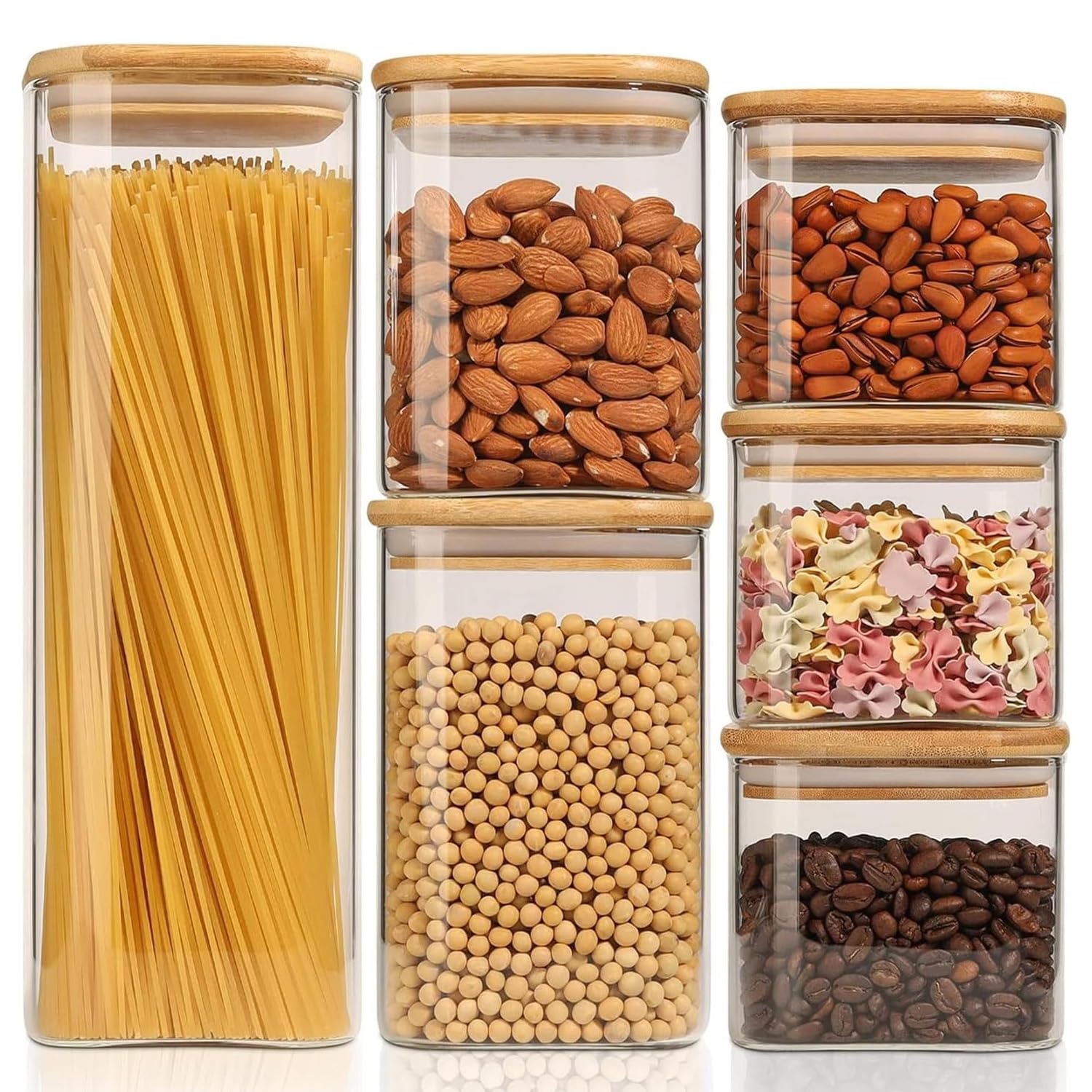 ComSaf square glass container with lid, ideal for pantry organization and long freshness.