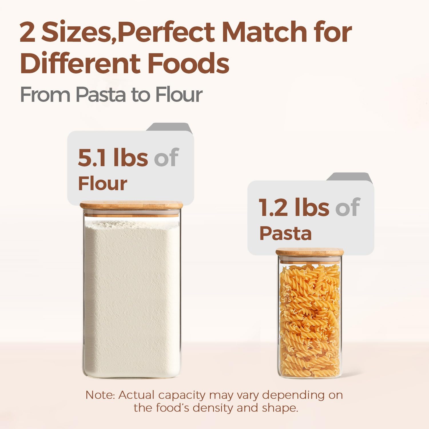 ComSaf square jar wide mouth enables easy scooping of rice and flour.