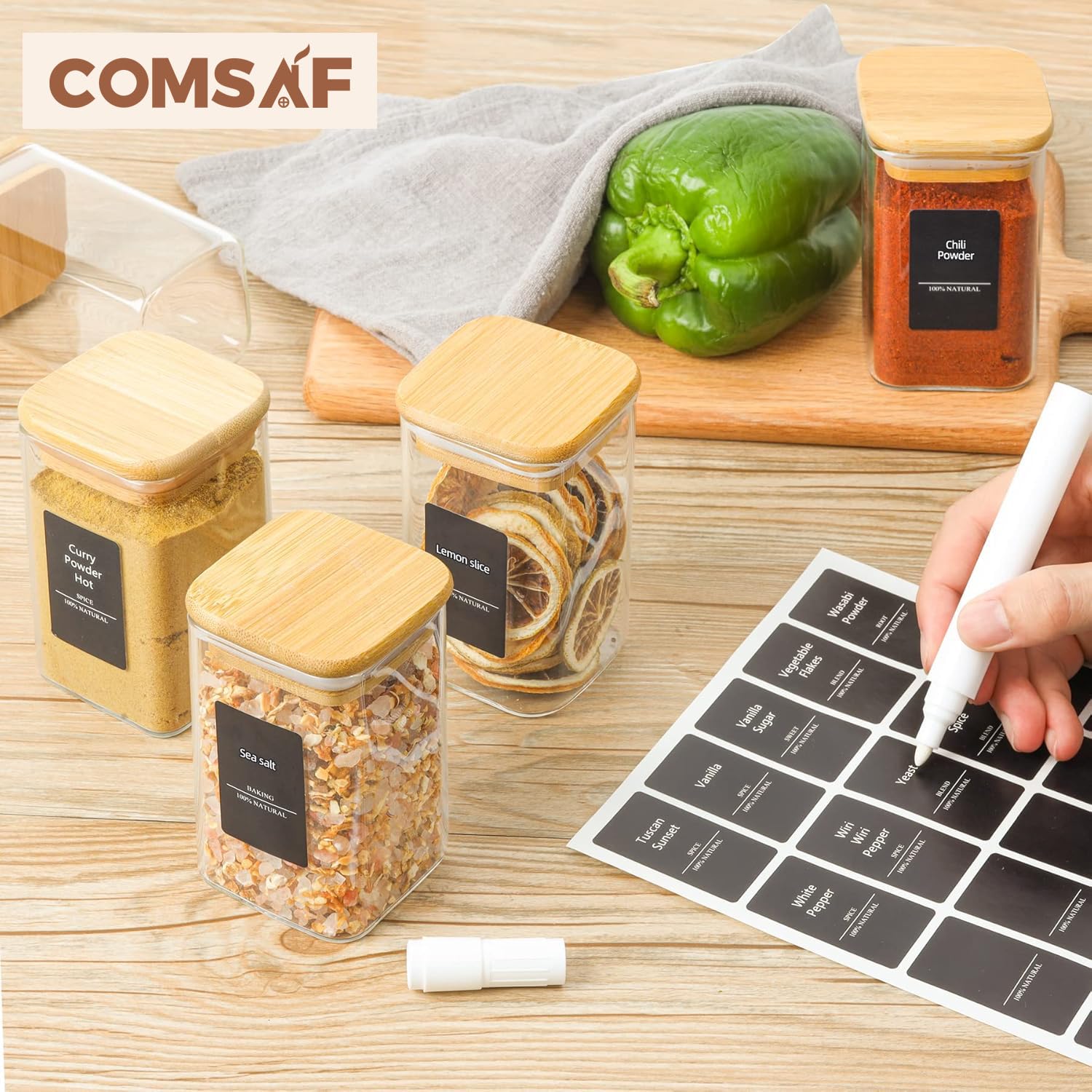 Square jars maximize cabinet storage and easy stacking
