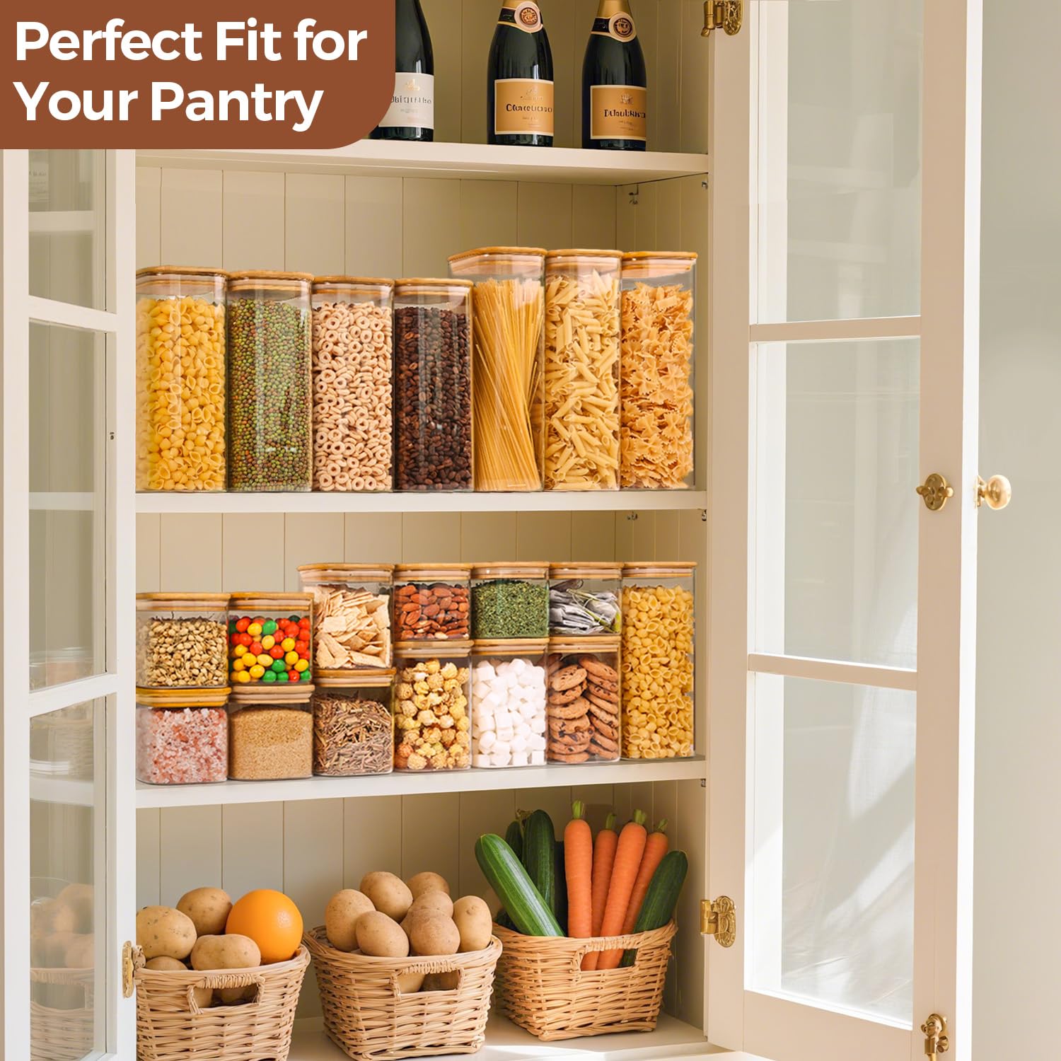 ComSaf stackable design saves cabinet space and simplifies pantry organization.