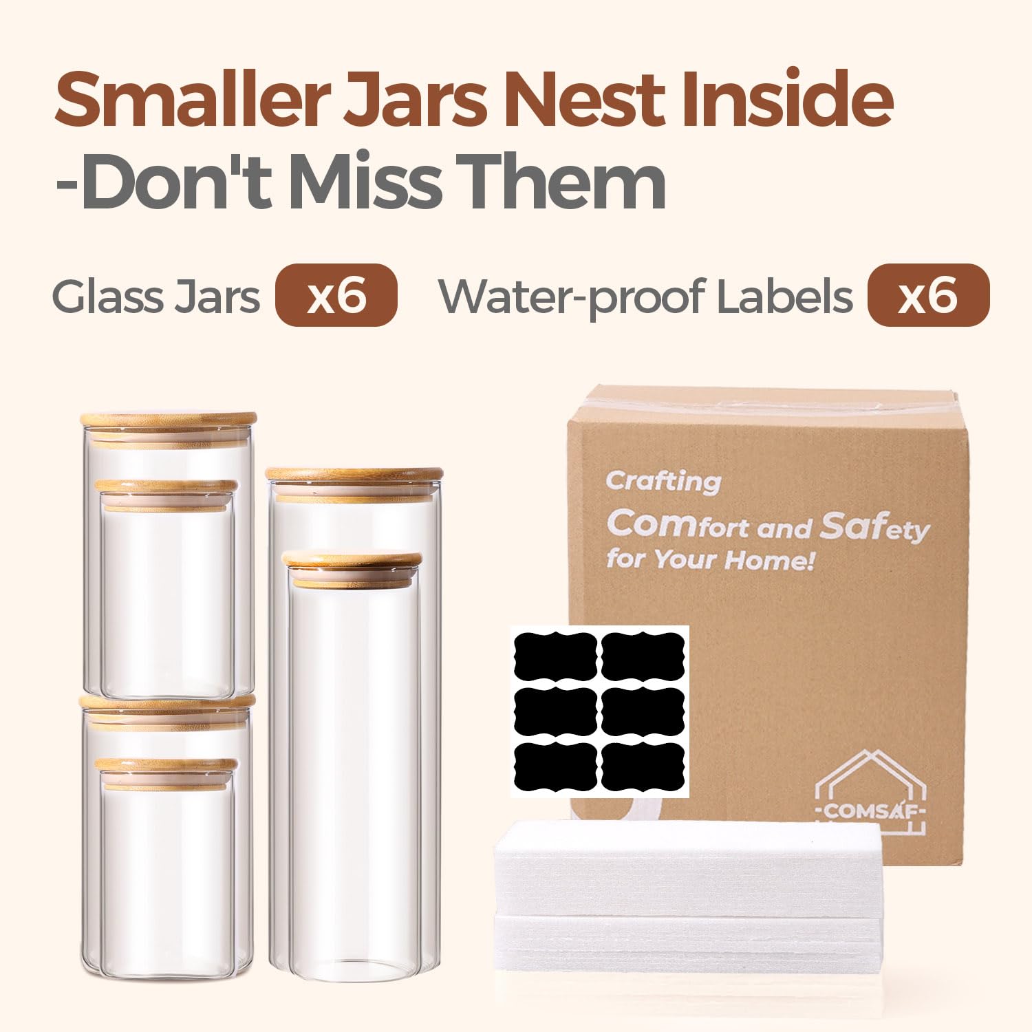ComSaf stackable glass storage for efficient pantry organization.
