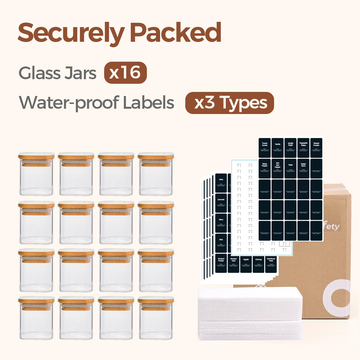 ComSaf tight-seal lids keep spices fresh and dust-free