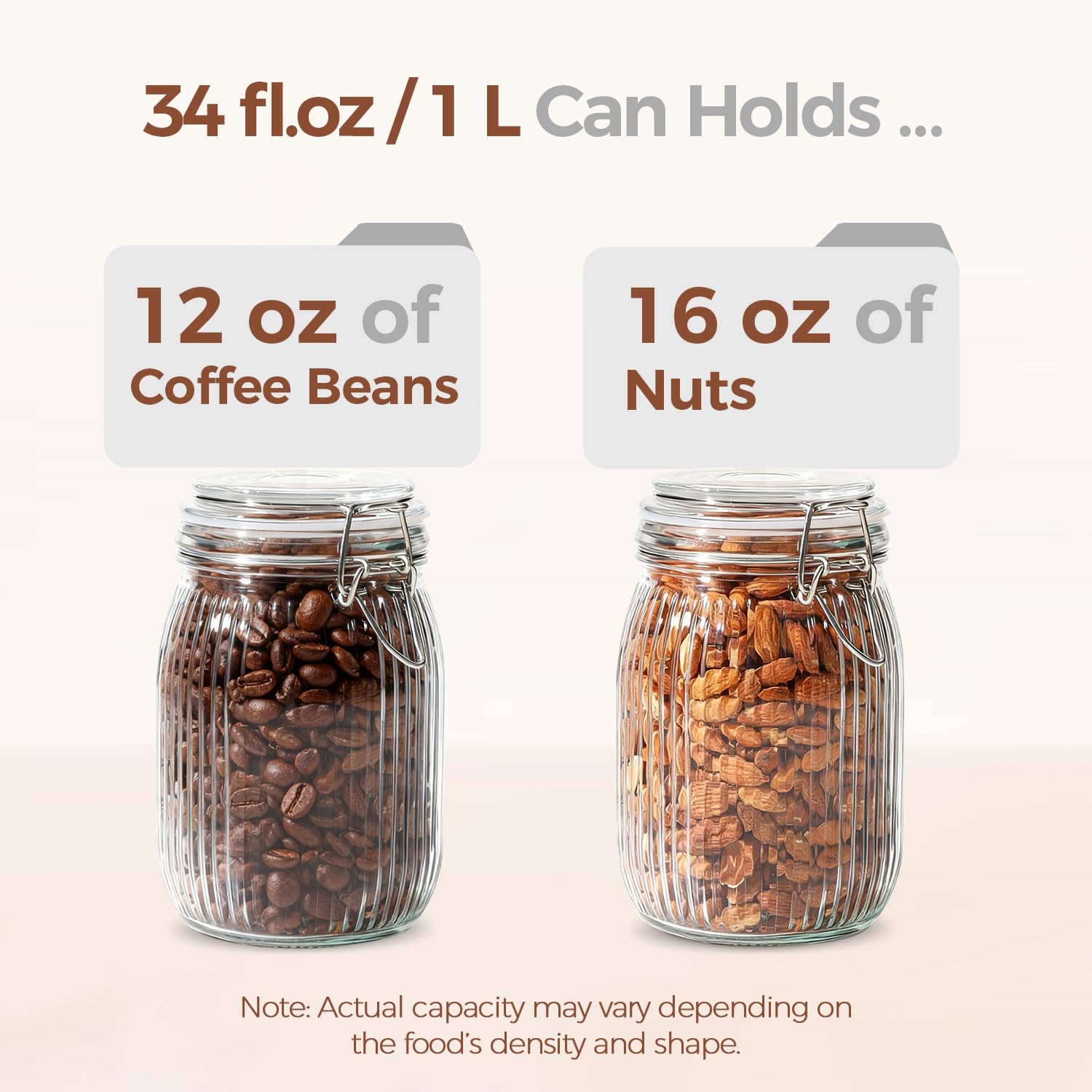 ComSaf transparent kitchen canisters show levels and usage.