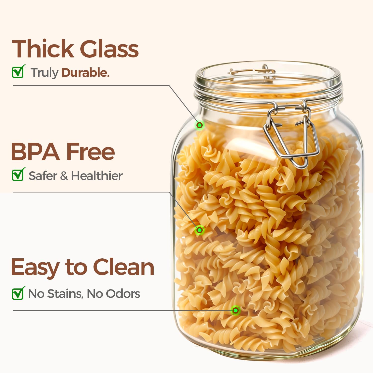 ComSaf transparent design lets you monitor food levels at a glance.