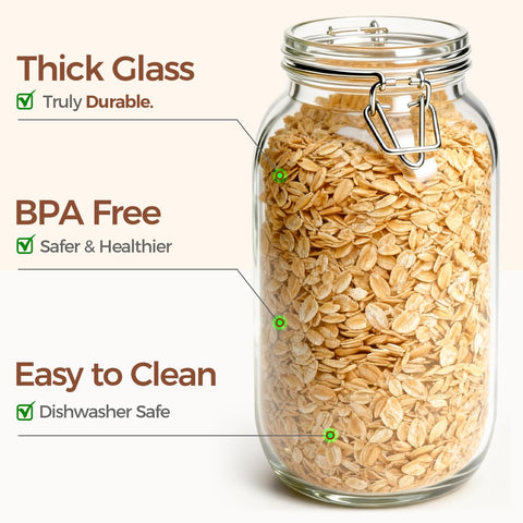 ComSaf versatile glass canisters suit dressings, pickling, nuts and coffee.