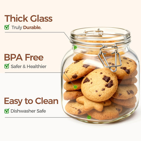 ComSaf wide-mouth glass jar enables easy filling and thorough cleaning