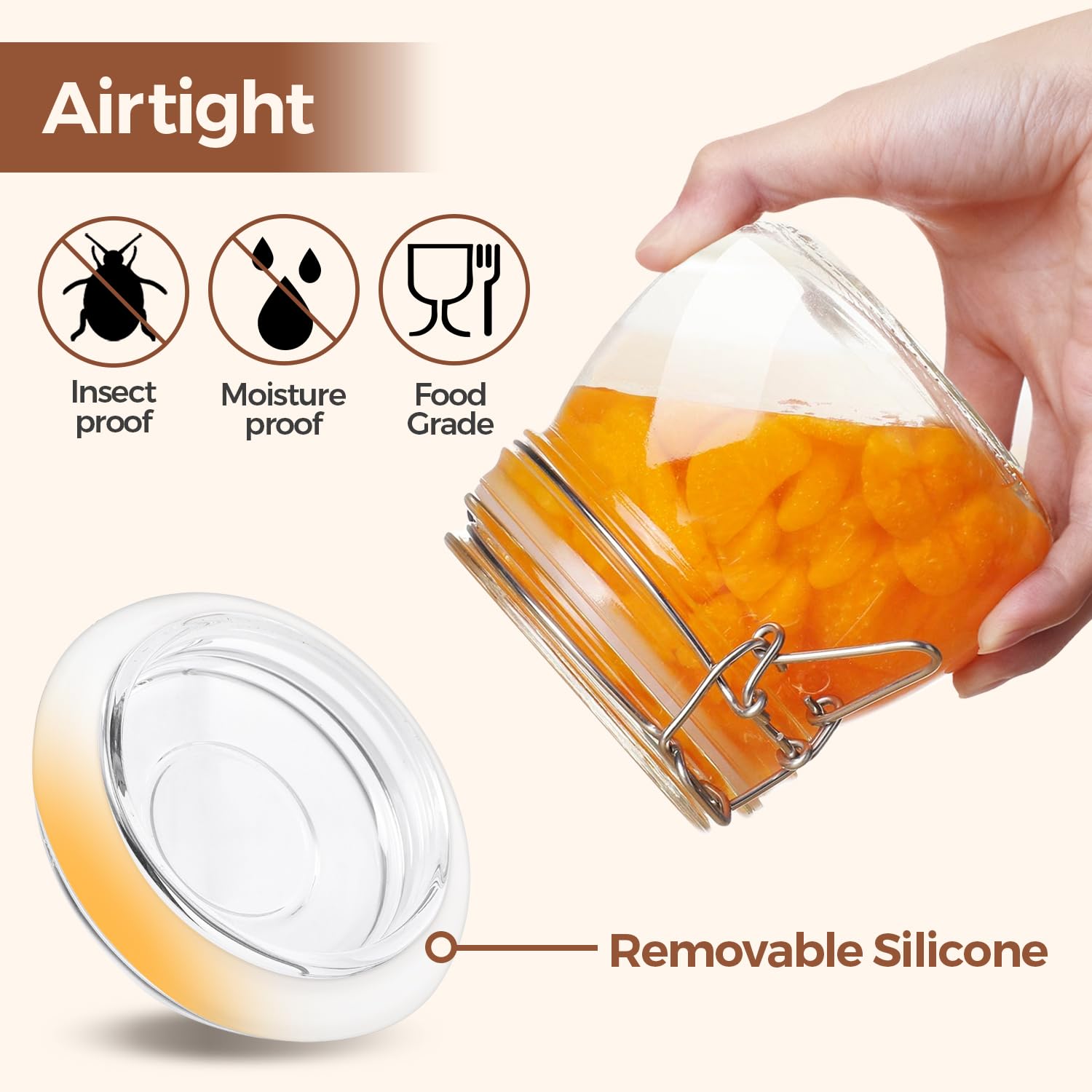 Wide-mouth opening on ComSaf jar for easy filling and cleaning