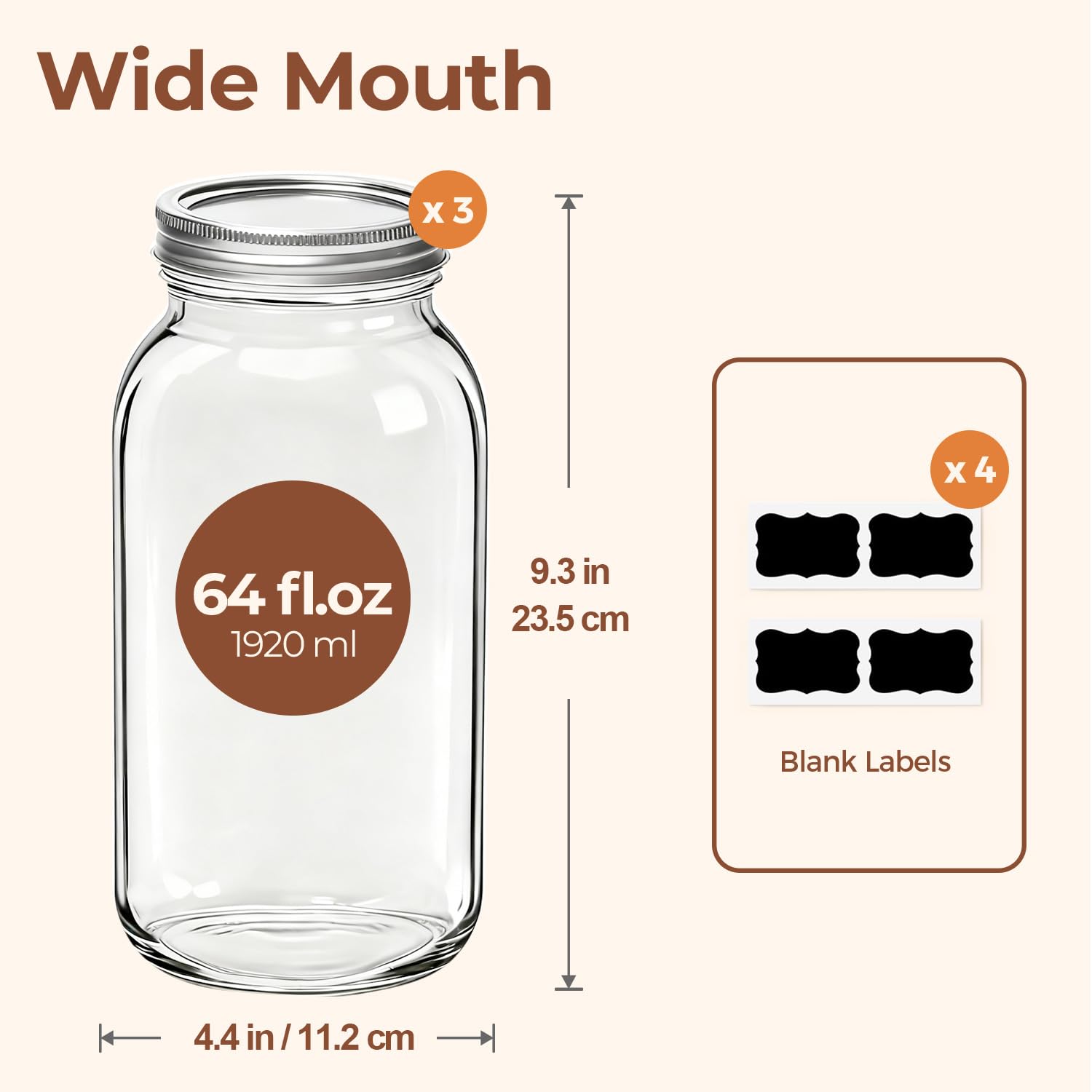 ComSaf wide-mouth jar with lid and band for easy filling