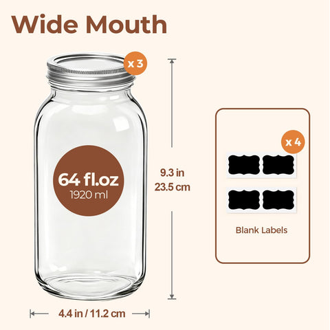 ComSaf wide-mouth jar with lid and band for easy filling