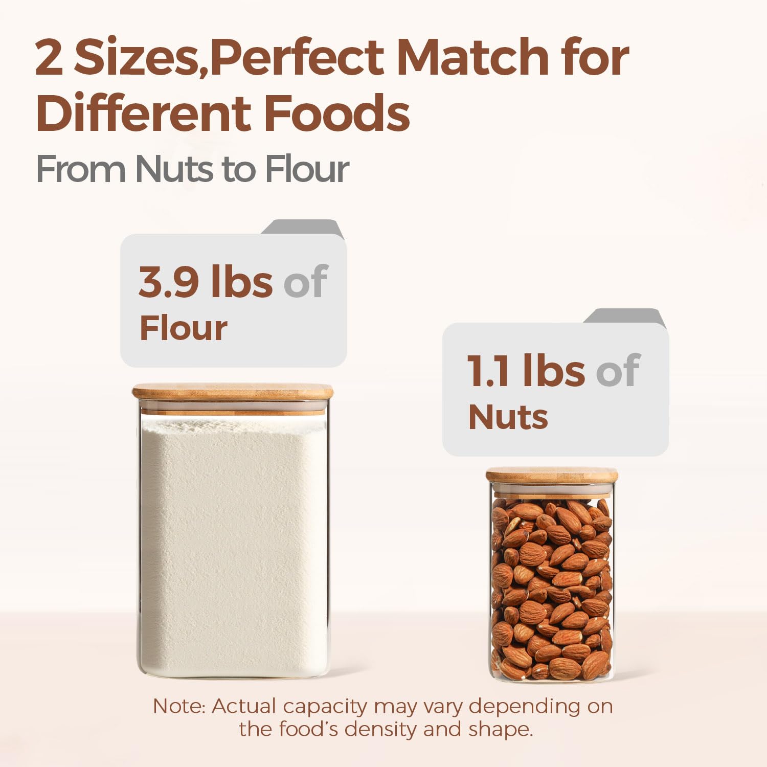 ComSaf wide-mouth square jar provides easy access for scooping grains.