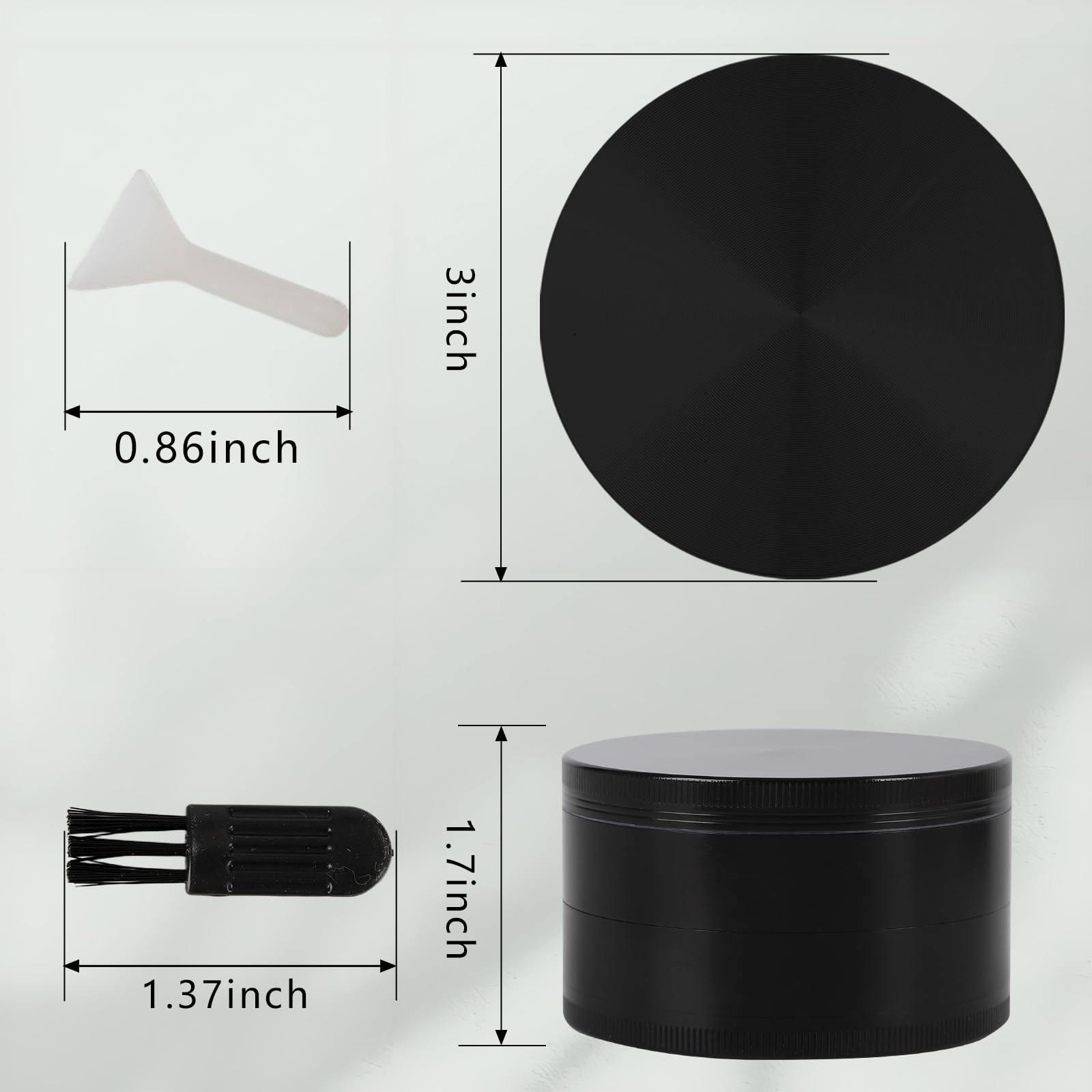 Comsuransly 3-inch spice grinder black side angle highlighting magnetic lid and grip.